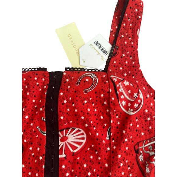 MONTEAU Red Western Crop Tank Top Size Medium NEW NWT - Picture 5 of 8